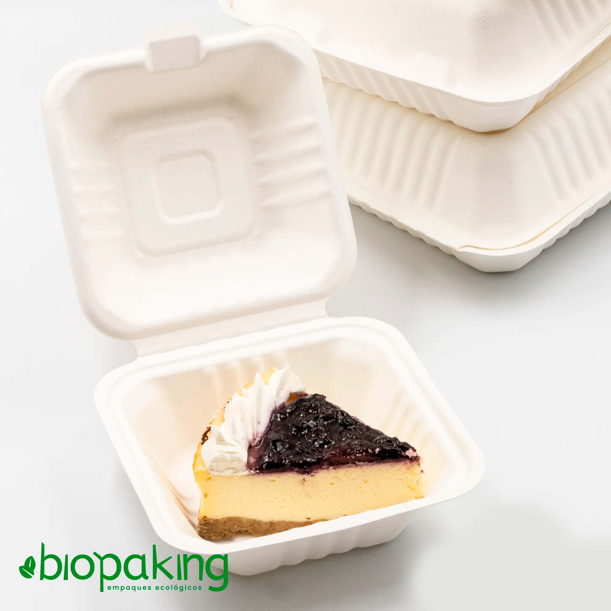 Producto compostable Biopaking: envase para sándwiches, papas y pasteles